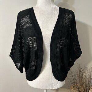 New Sweet Kizz Women Cardigan Black Acrylic Open Front Short Sleeve Cropped 2X